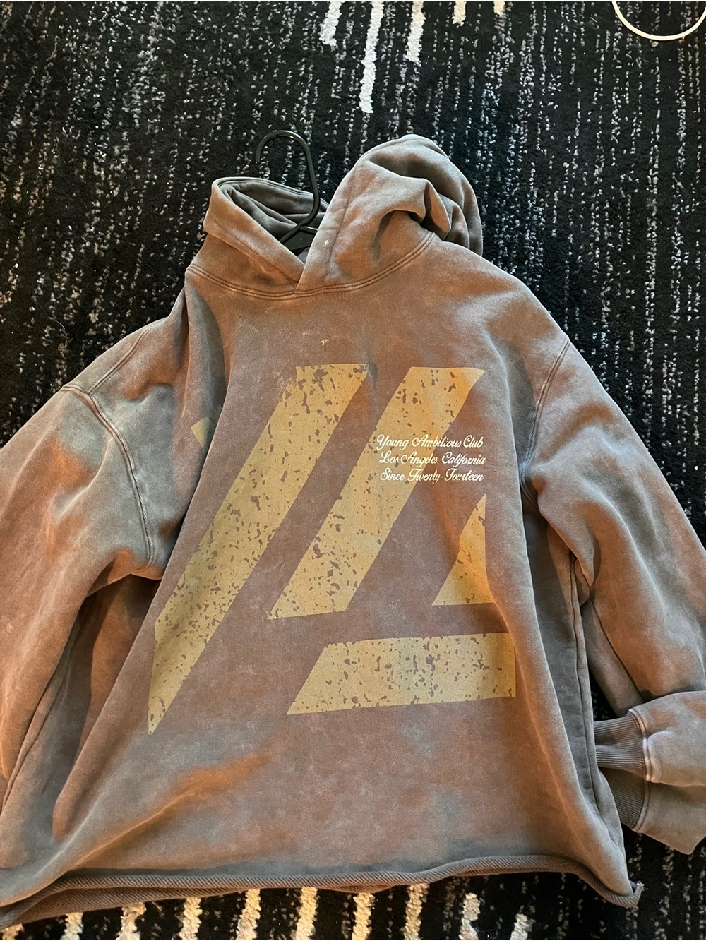 YoungLA Brown Crewneck Hoodie with Yellow Graphic